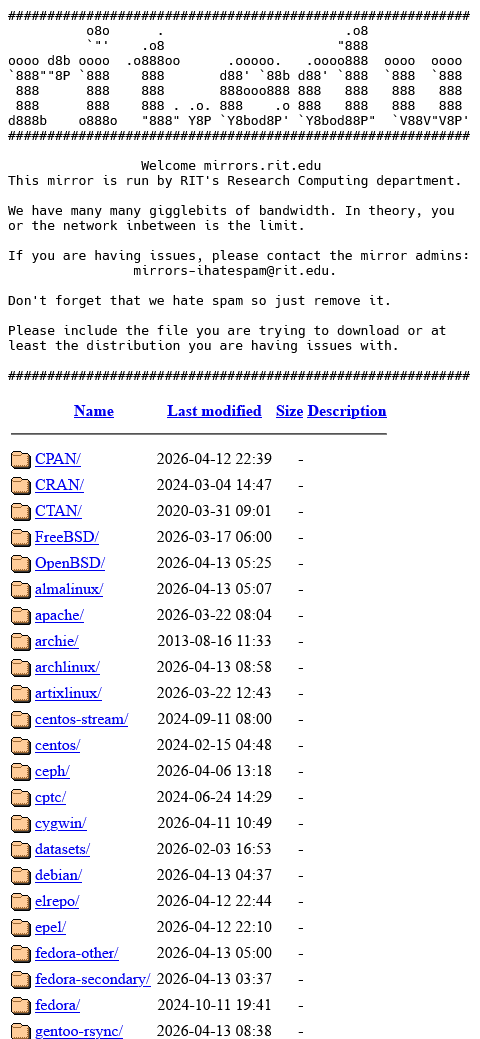 “We have many giglebits” - mirrors.rit.edu