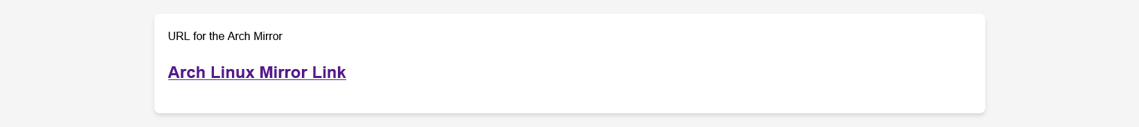 Mirror solely for Arch Linux. Literally, nothing else.